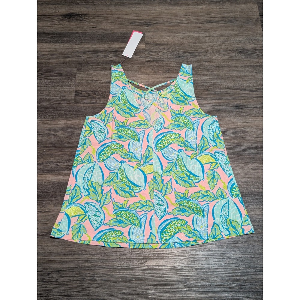 Lilly Pulitzer Kristen Top Urchin Pink Vitamin‎ Sea Tropical Fruit Tank Medium